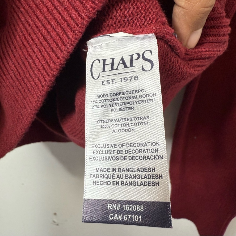 NWT Chaps Burgundy Red Heritage American Flag Knit Crewneck Sweater - Picture 5 of 5